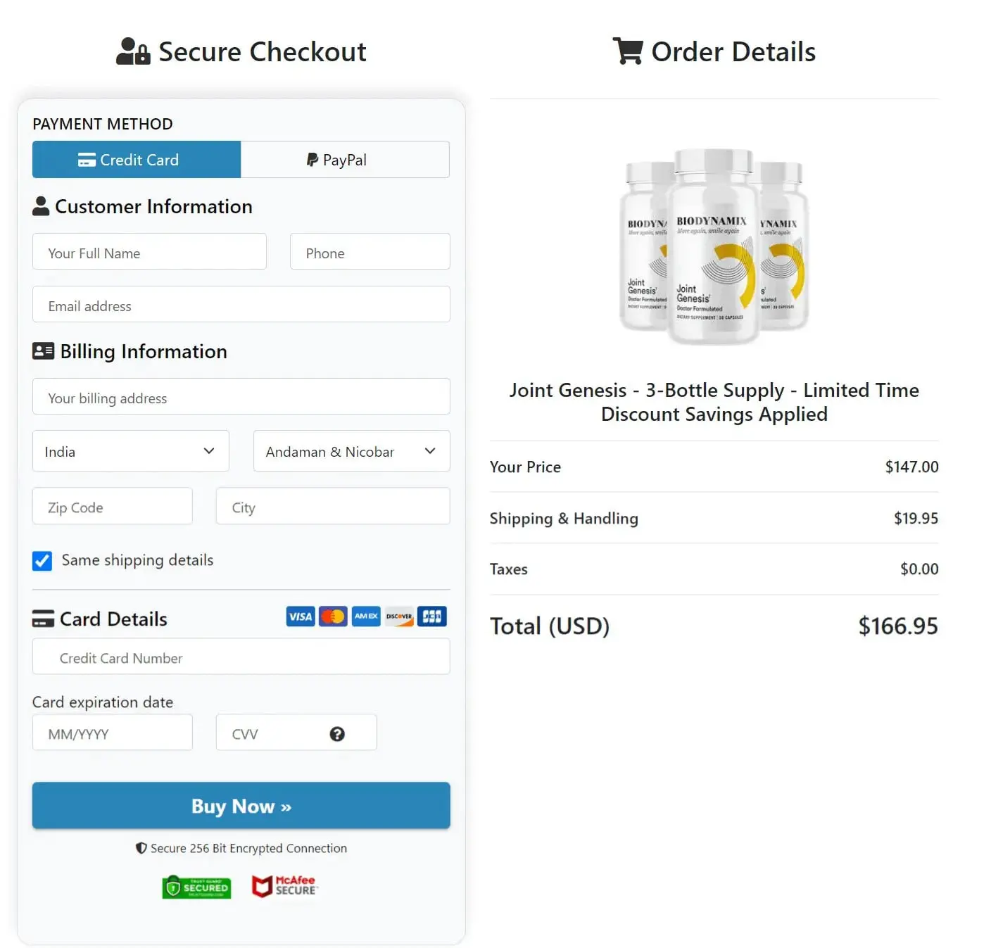 Joint Genesis™ Secure Checkout